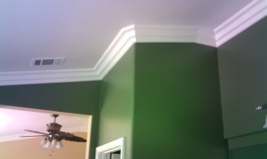 crown molding on a vaulted ceiling