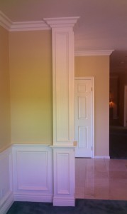 column with wainscot and crown molding